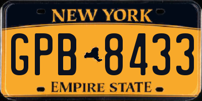 NY license plate GPB8433