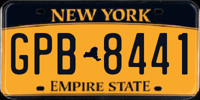 NY license plate GPB8441