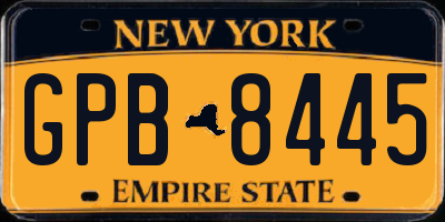 NY license plate GPB8445