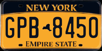 NY license plate GPB8450