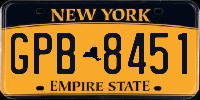 NY license plate GPB8451