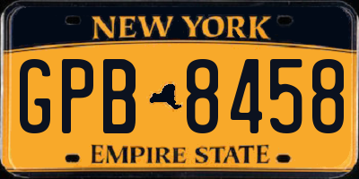 NY license plate GPB8458
