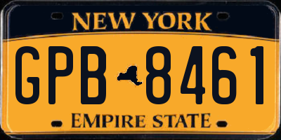 NY license plate GPB8461
