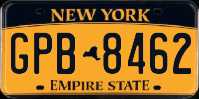 NY license plate GPB8462