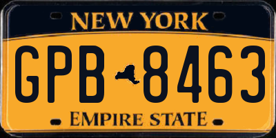 NY license plate GPB8463