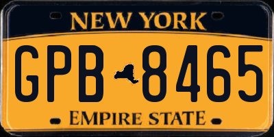 NY license plate GPB8465