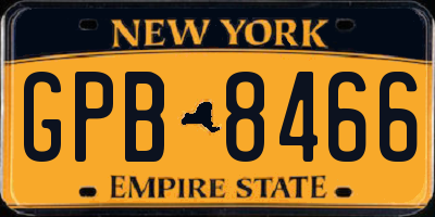 NY license plate GPB8466