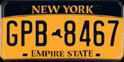 NY license plate GPB8467