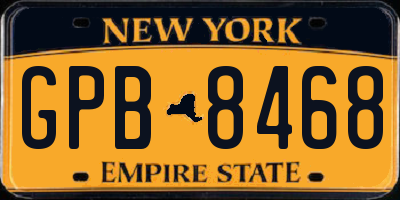 NY license plate GPB8468