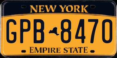 NY license plate GPB8470
