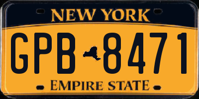 NY license plate GPB8471