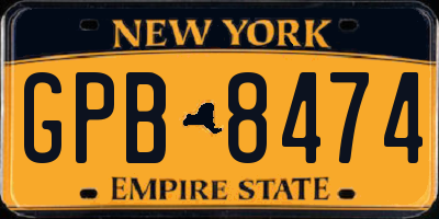 NY license plate GPB8474