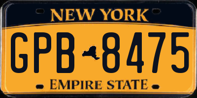 NY license plate GPB8475