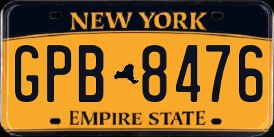 NY license plate GPB8476