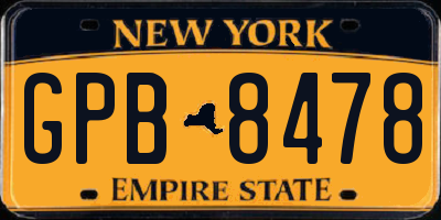NY license plate GPB8478