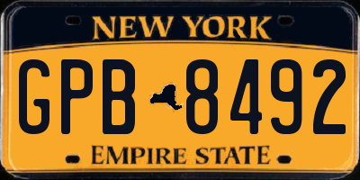 NY license plate GPB8492