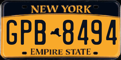 NY license plate GPB8494