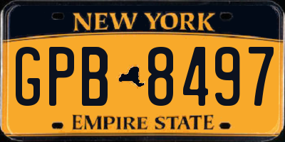 NY license plate GPB8497