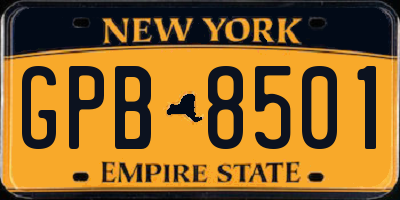 NY license plate GPB8501