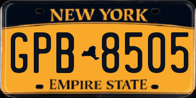 NY license plate GPB8505