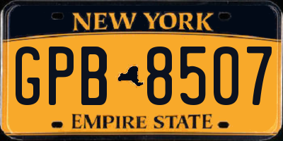 NY license plate GPB8507