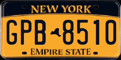 NY license plate GPB8510