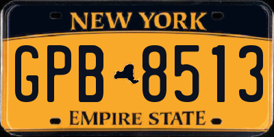 NY license plate GPB8513