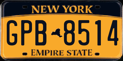 NY license plate GPB8514
