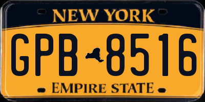 NY license plate GPB8516