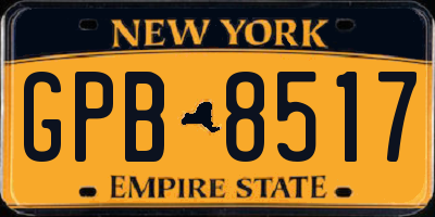 NY license plate GPB8517