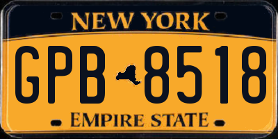NY license plate GPB8518