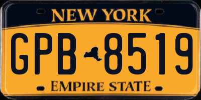 NY license plate GPB8519