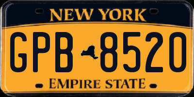 NY license plate GPB8520