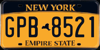 NY license plate GPB8521