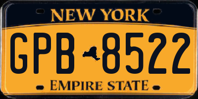 NY license plate GPB8522