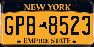 NY license plate GPB8523