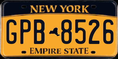 NY license plate GPB8526