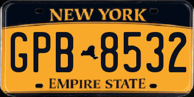 NY license plate GPB8532
