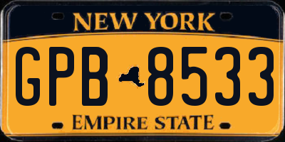 NY license plate GPB8533