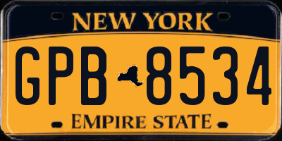 NY license plate GPB8534