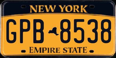 NY license plate GPB8538
