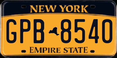 NY license plate GPB8540