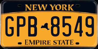 NY license plate GPB8549