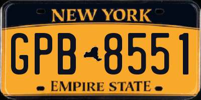 NY license plate GPB8551