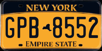 NY license plate GPB8552