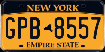 NY license plate GPB8557