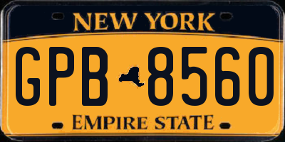 NY license plate GPB8560