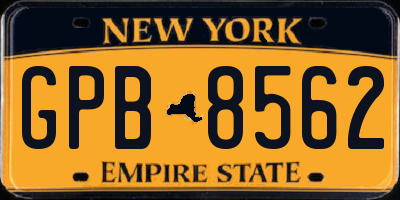 NY license plate GPB8562