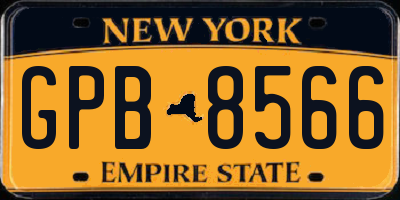 NY license plate GPB8566