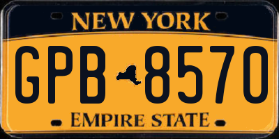 NY license plate GPB8570
